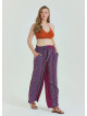 Purple Women's Plus Size Trousers with Elastic Waist Belt Detail 4618
